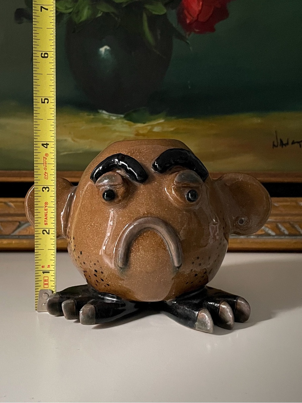 Studio Art Pottery Handmade Ugly Face Vessel Bud Vase/Candleholder - Picture 9 of 10